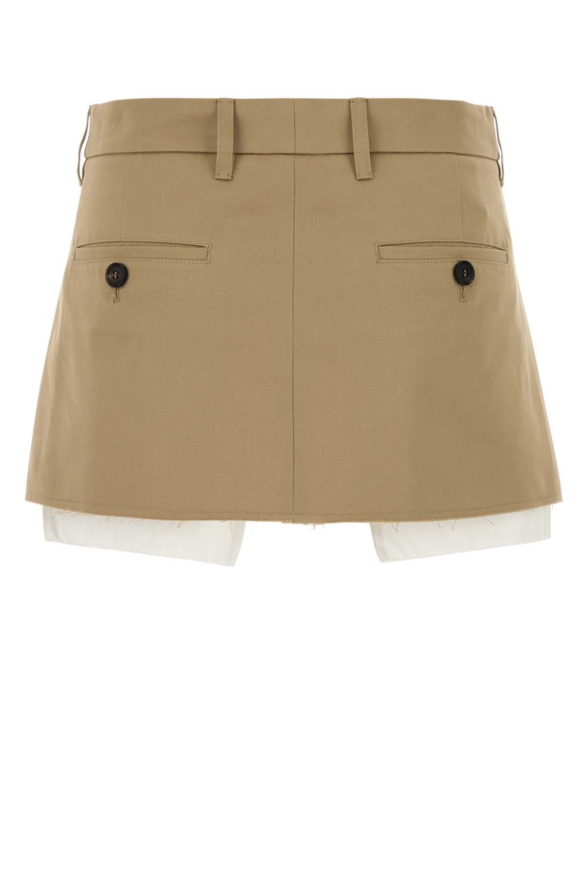 Miu Miu Women Beige Cotton Mini Skirt MIU MIU