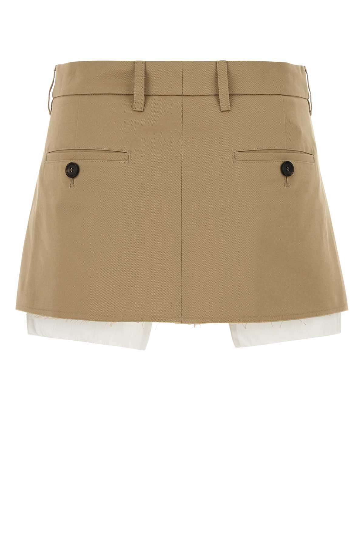 Miu Miu Women Beige Cotton Mini Skirt MIU MIU
