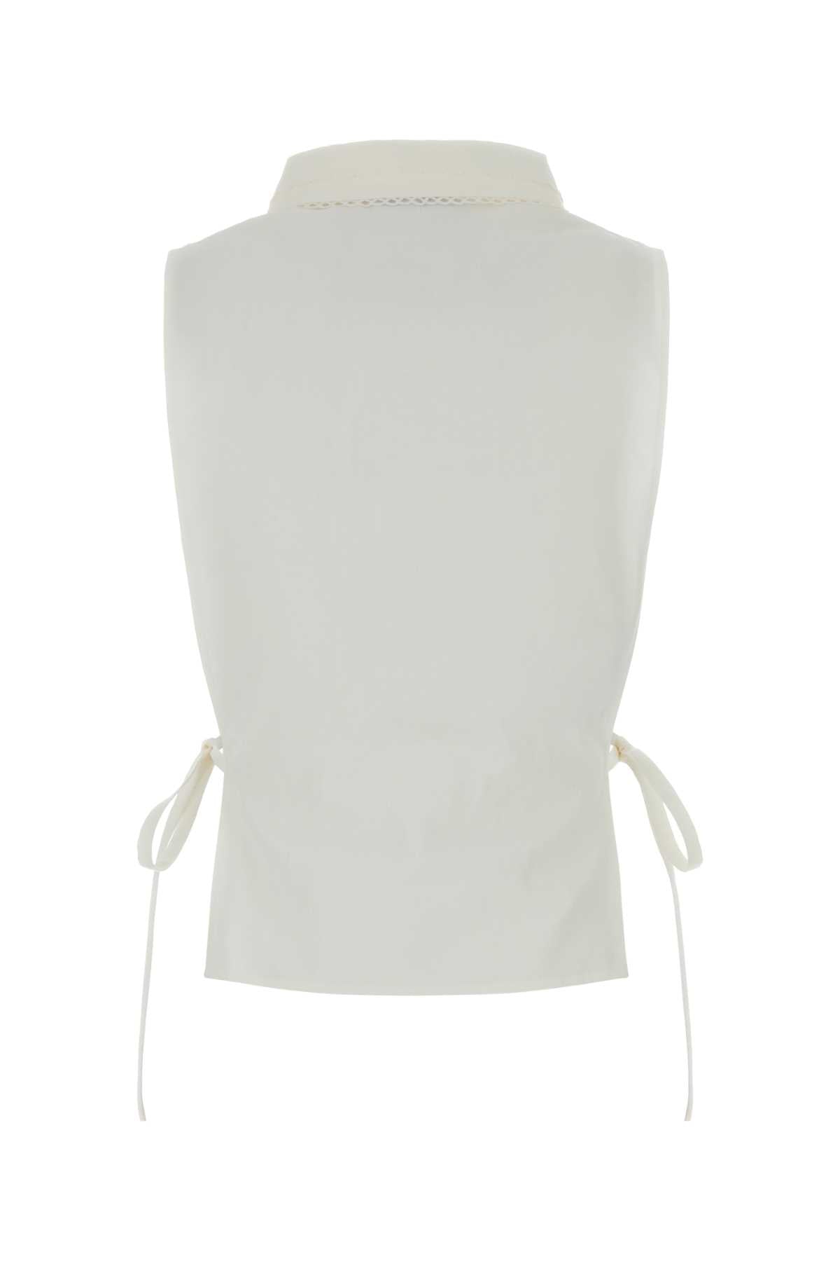 Miu Miu Women White Cotton Blend Shirt MIU MIU