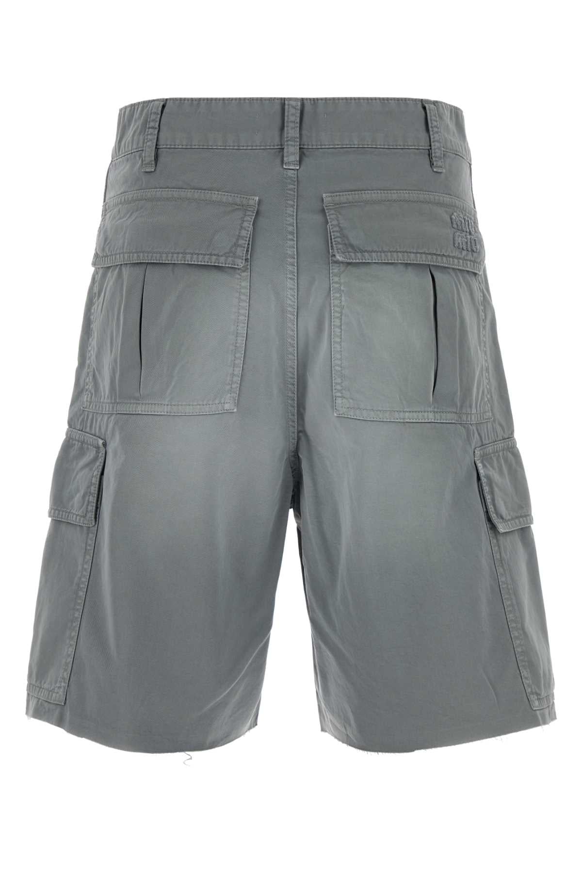 Miu Miu Women Grey Twill Bermuda Shorts MIU MIU