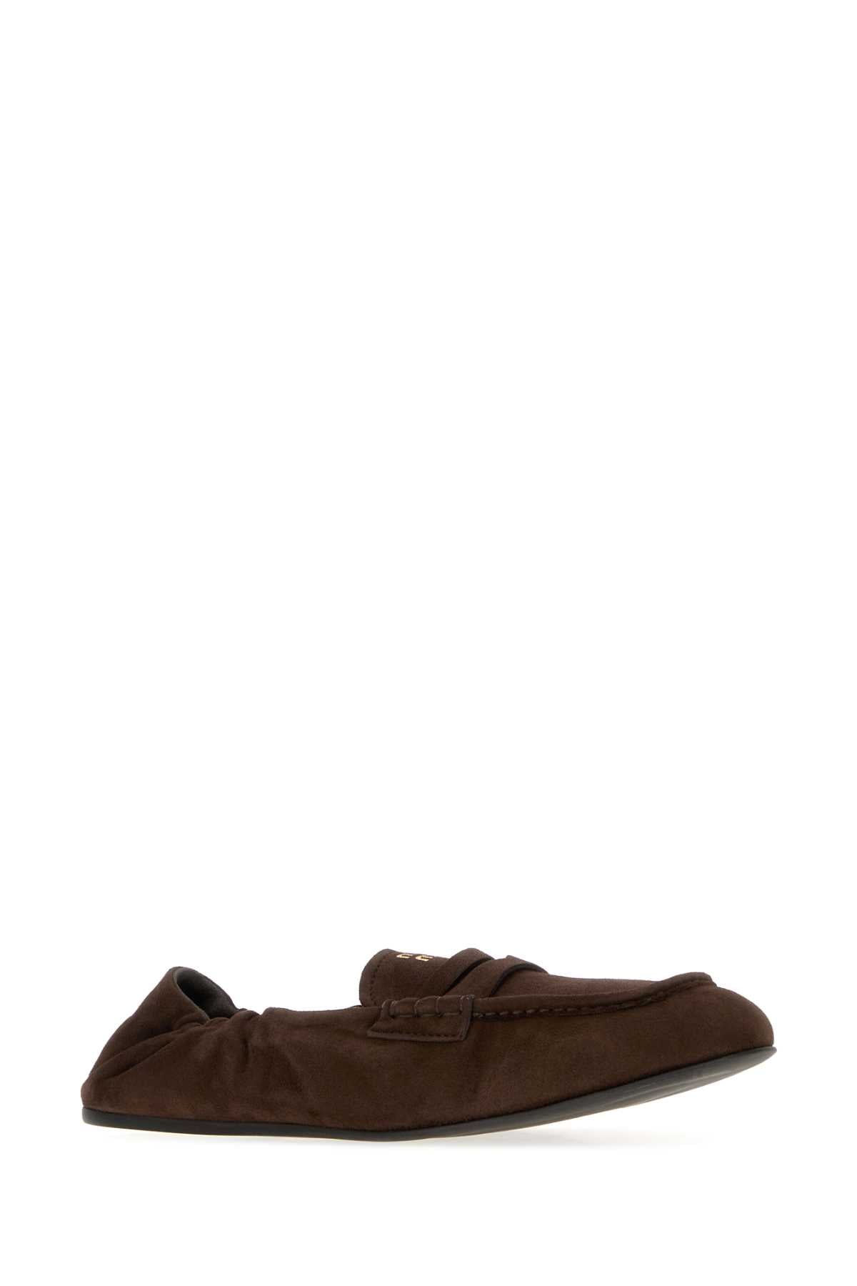 Miu Miu Women Dark Brown Suede Leather Loafers MIU MIU
