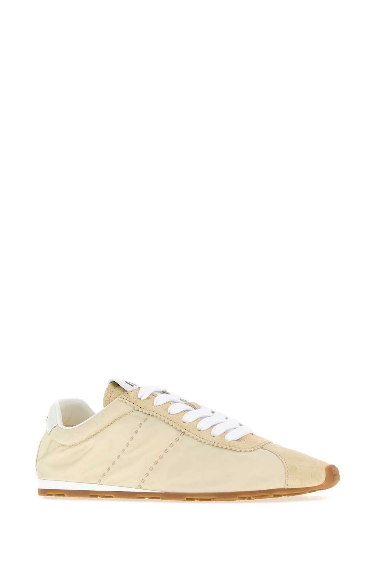 Miu Miu Women Cream Fabric And Suede Sneakers MIU MIU