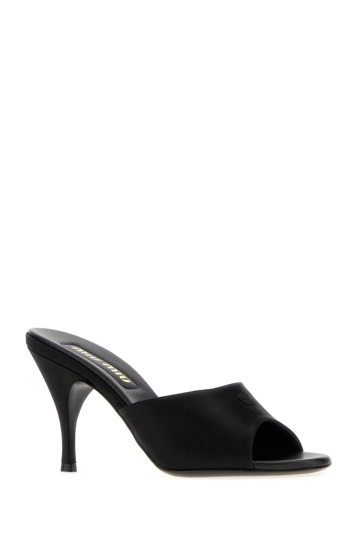Miu Miu Women Black Satin Mules MIU MIU