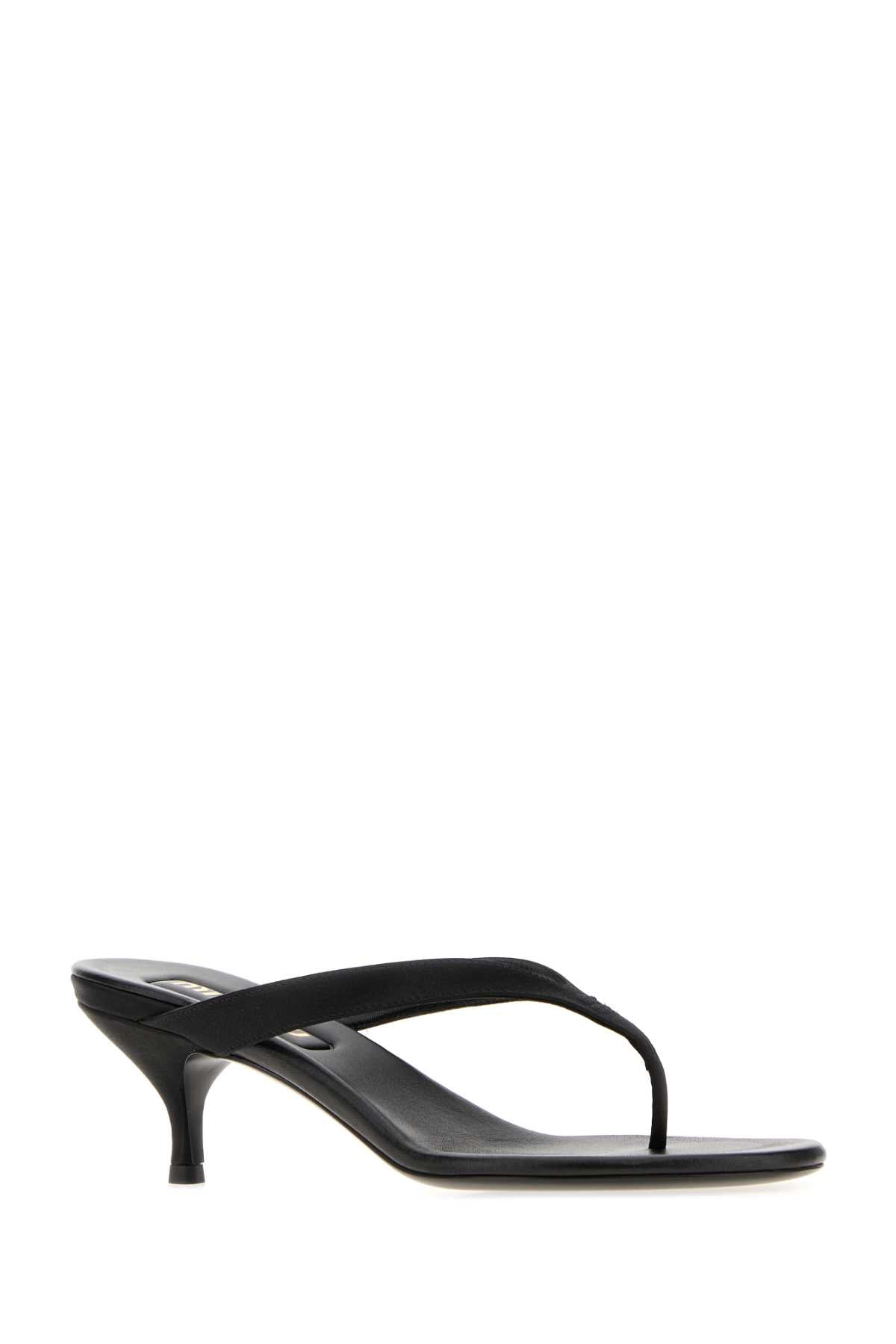 Miu Miu Women Black Satin Thong Slippers MIU MIU