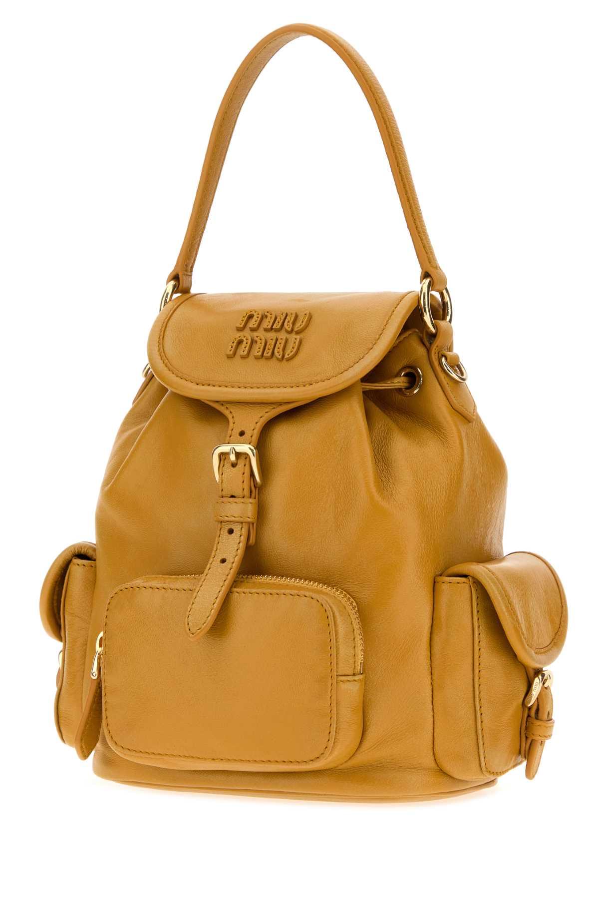 Miu Miu Women Mustard Leather Backpack MIU MIU