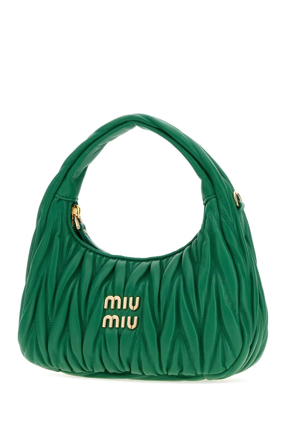 Miu Miu Women Grass Green Nappa Leather Wander Handbag MIU MIU