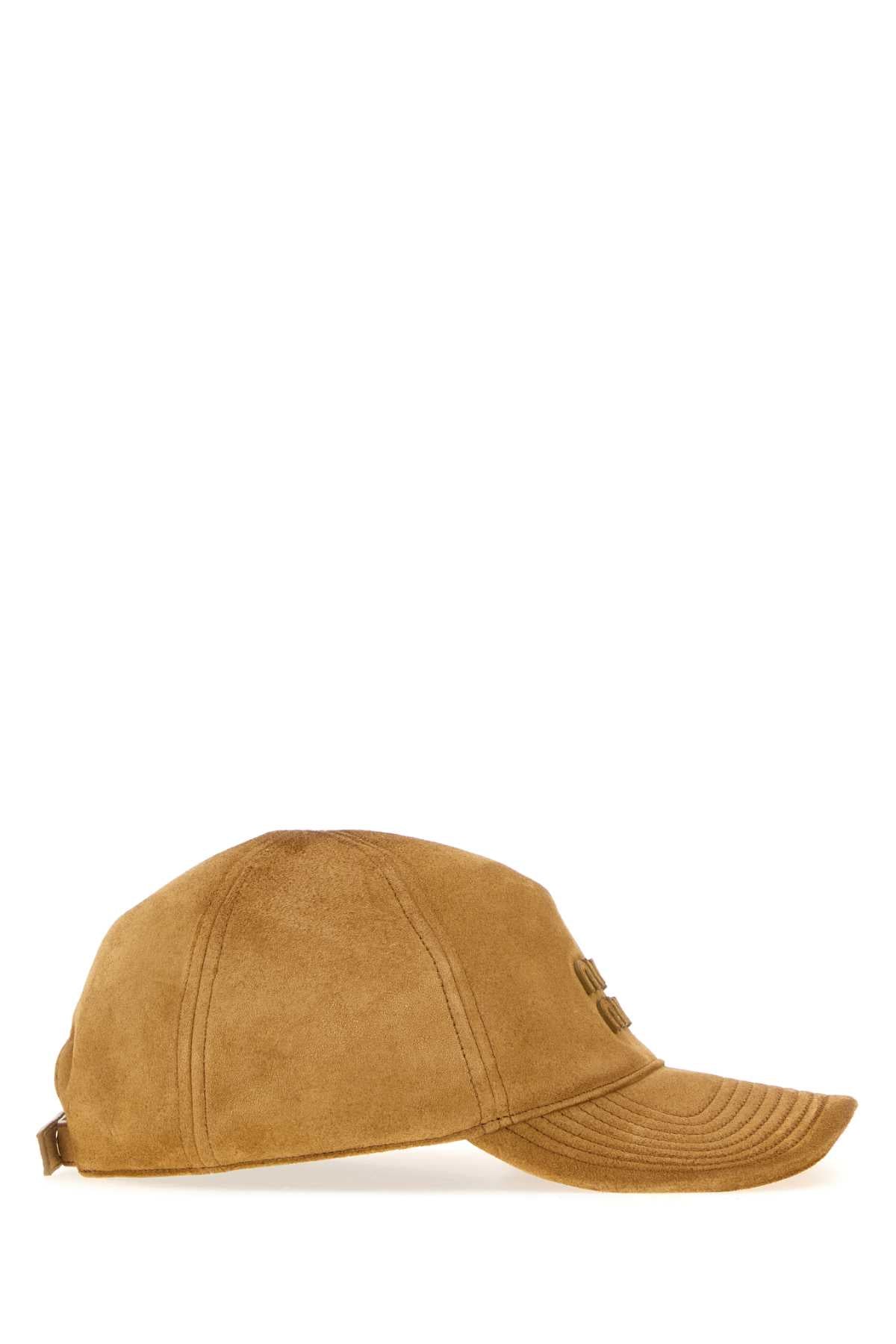 Miu Miu Women Camel Suede Baseball Cap MIU MIU