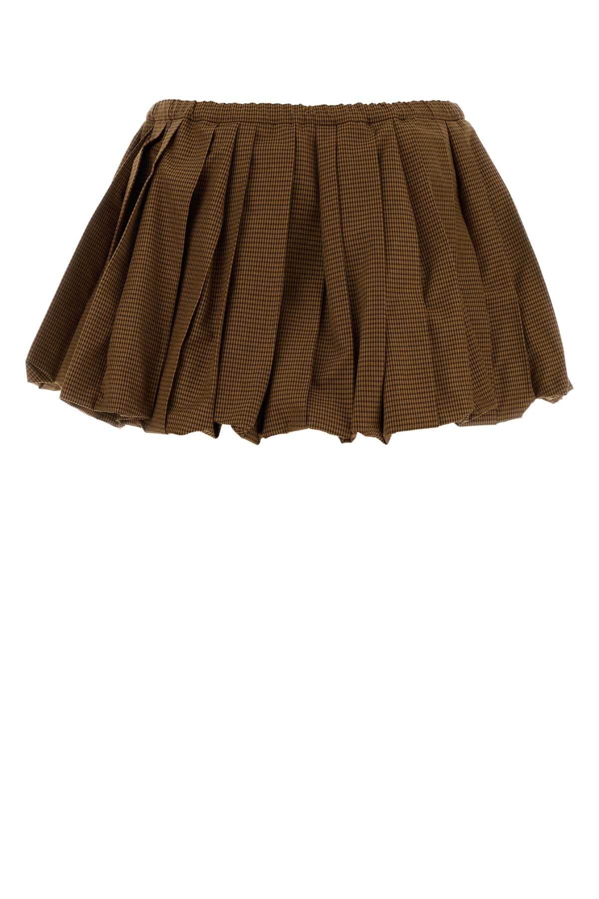 Miu Miu Women Embroidered Cotton Mini Skirt MIU MIU