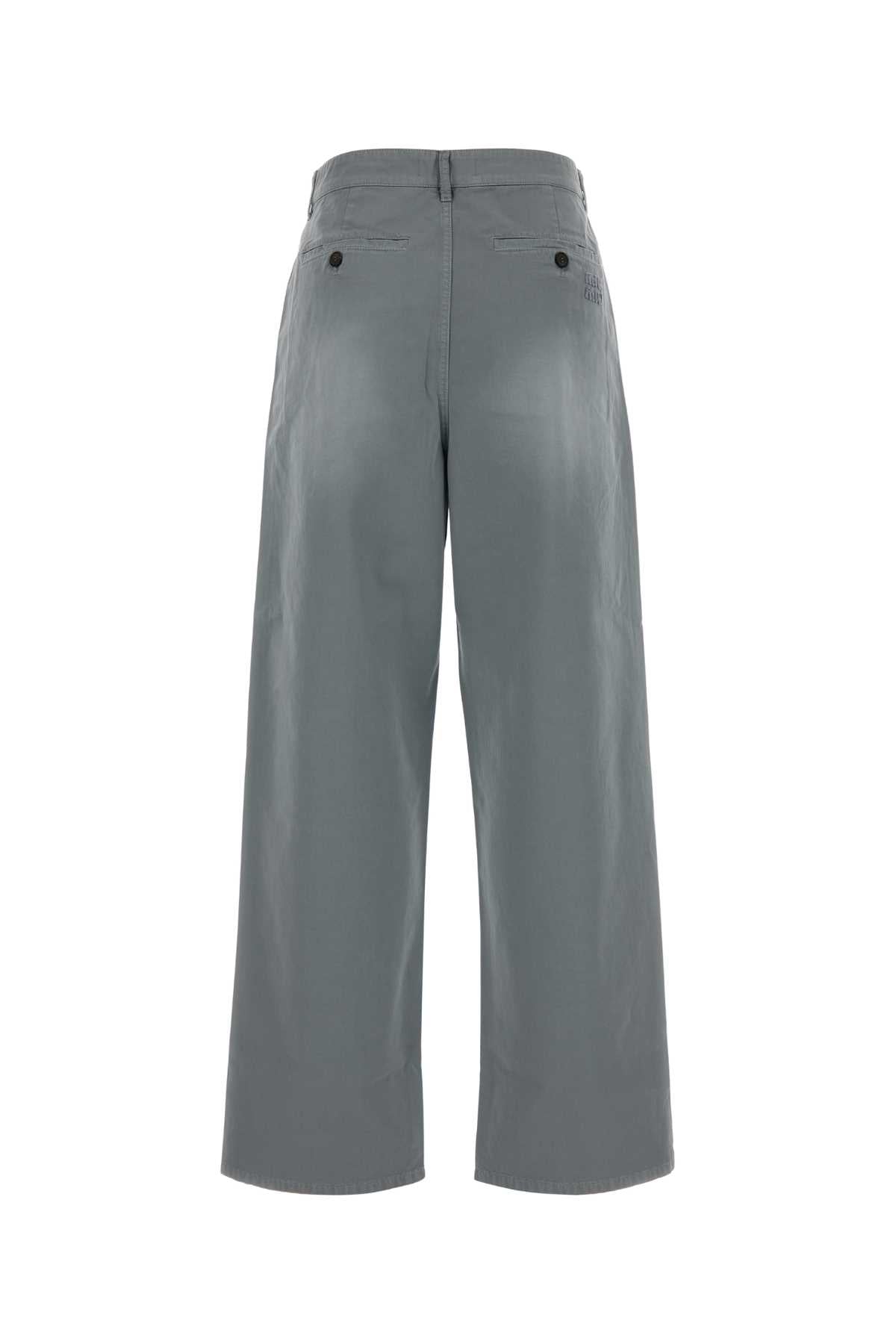 Miu Miu Women Grey Twill Pant MIU MIU