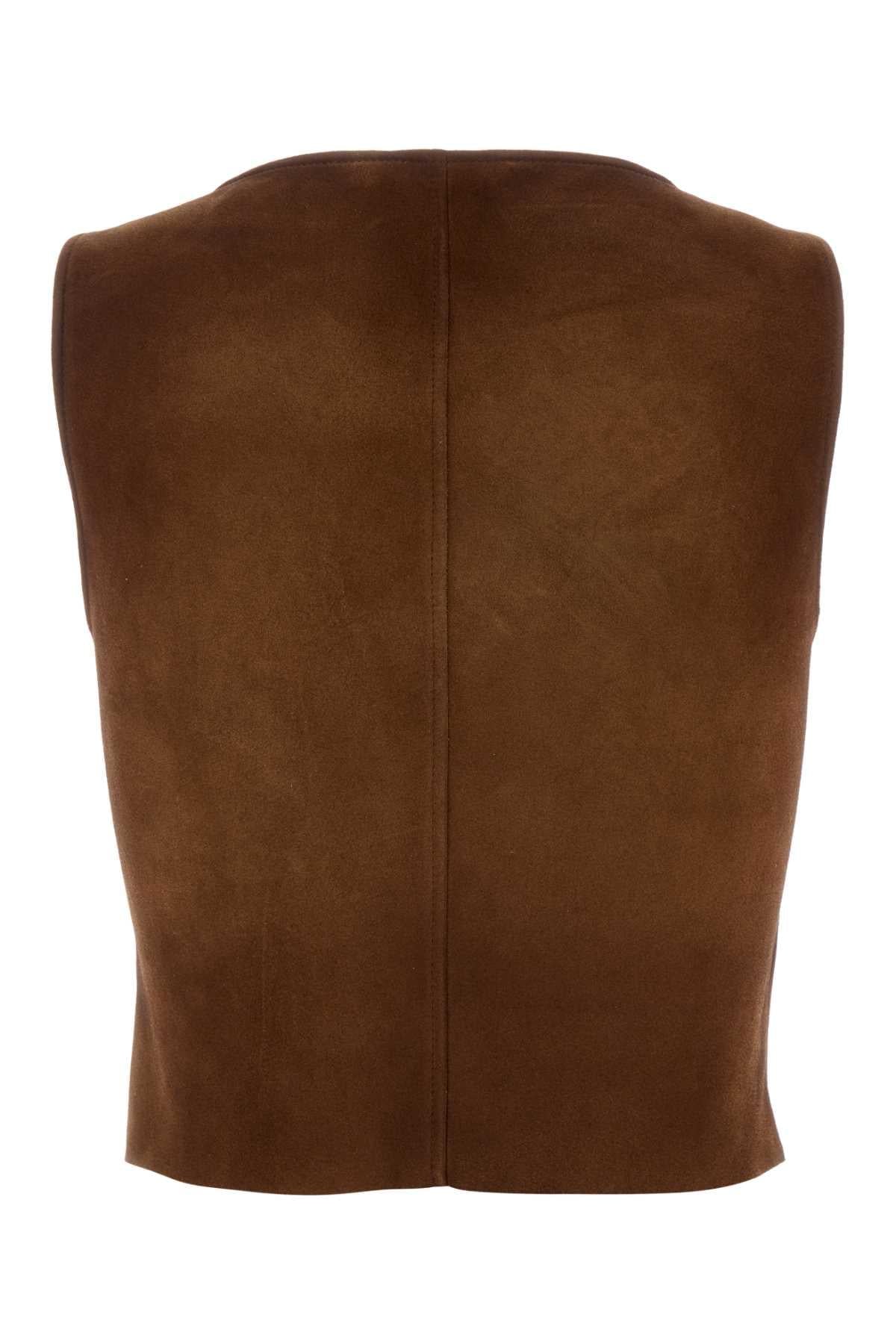 Miu Miu Women Brown Suede Top MIU MIU