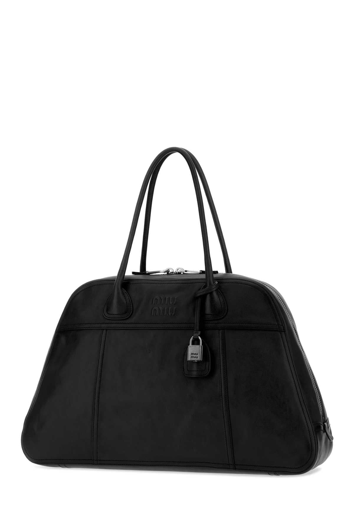 Miu Miu Women Black Leather Vivant Shopping Bag MIU MIU
