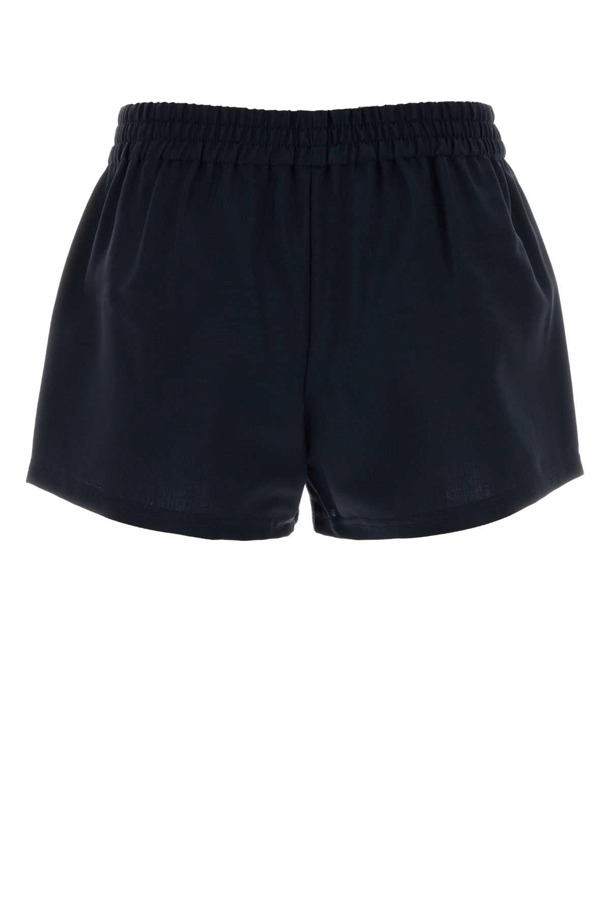 Miu Miu Women Midnight Blue Mohair Blend Shorts MIU MIU