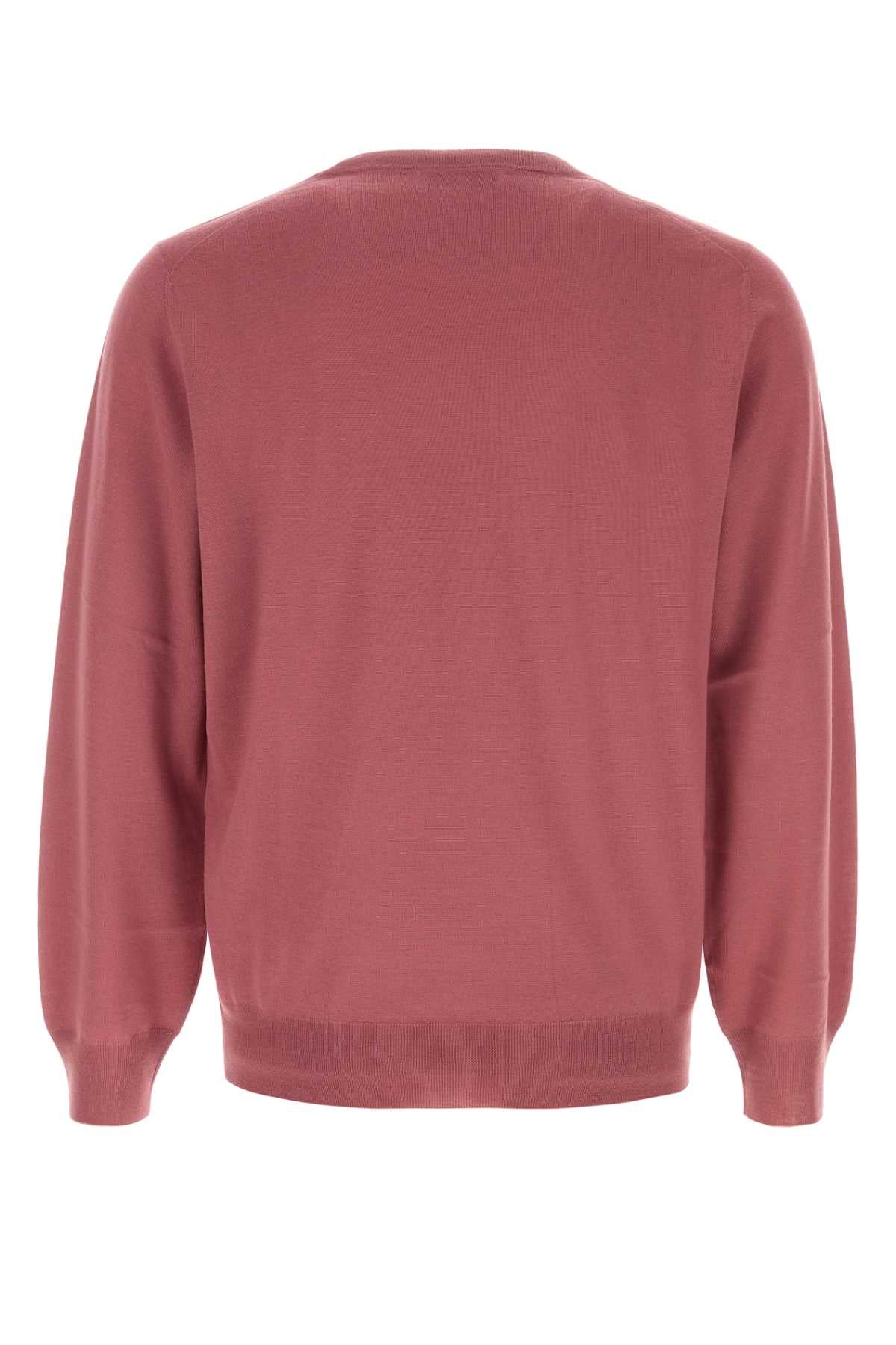 Brunello Cucinelli Men Dark Pink Wool Blend Sweater BRUNELLO CUCINELLI