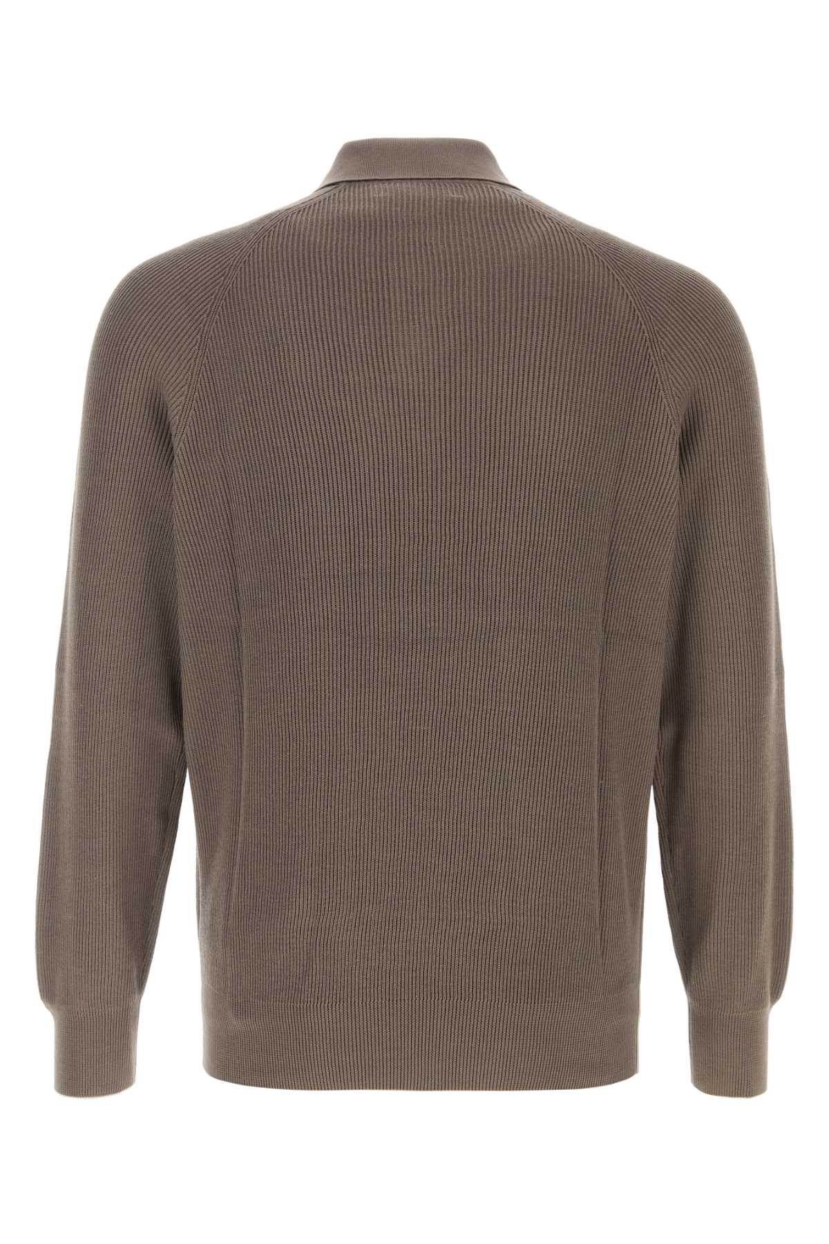 Brunello Cucinelli Men Mud Cotton Polo Shirt BRUNELLO CUCINELLI