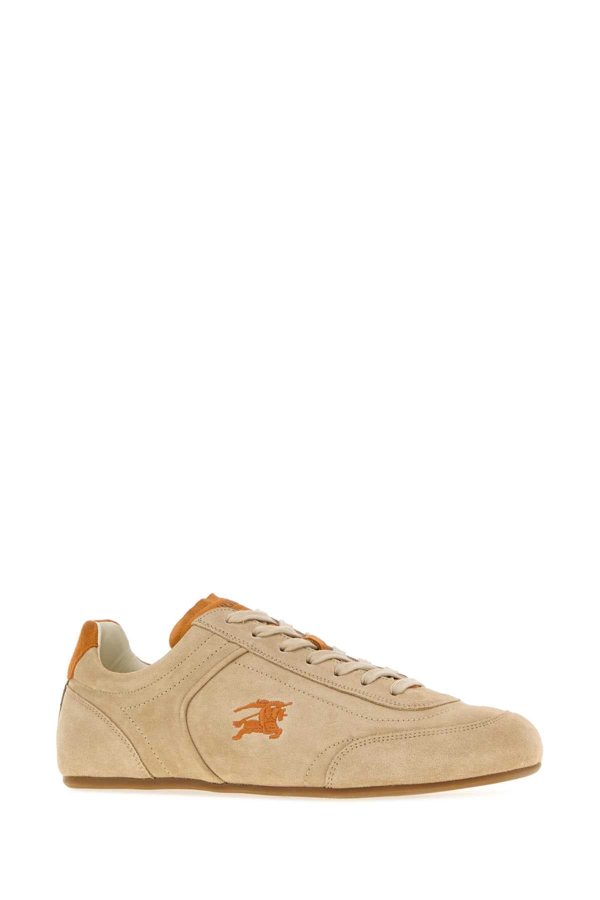 Burberry Men Beige Suede Knight Runner Sneakers BURBERRY