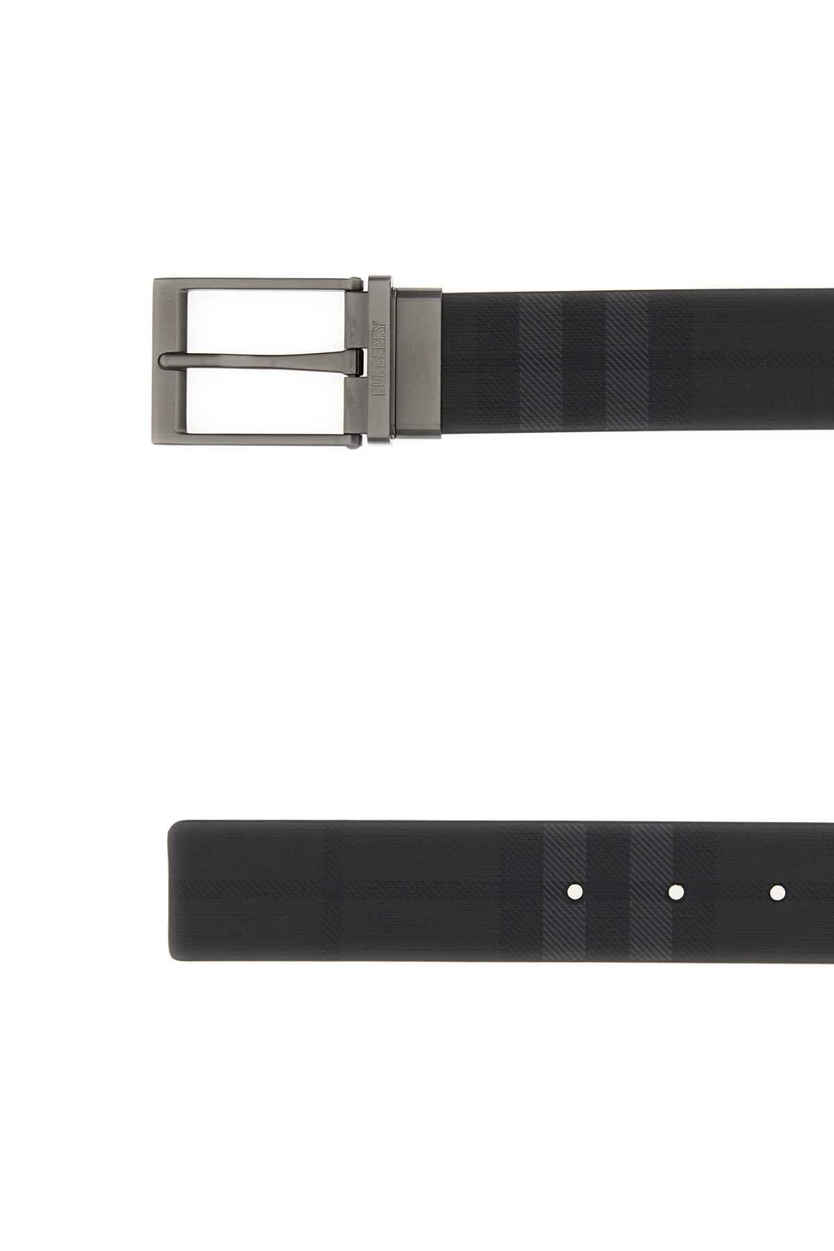 Burberry Men Printed Canvas Reversible Check Belt BURBERRY