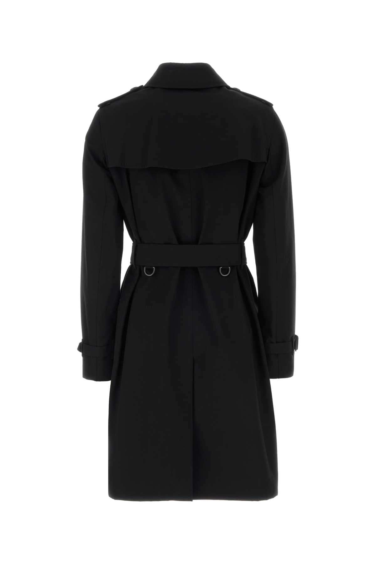 Burberry Women Black Gabardine Trench Coat BURBERRY