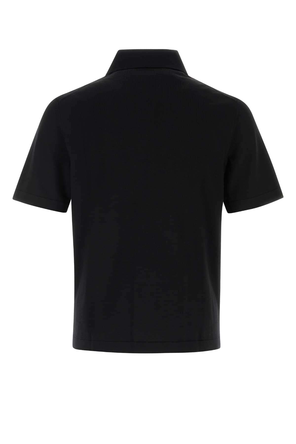 Burberry Men Black Wool Polo Shirt BURBERRY