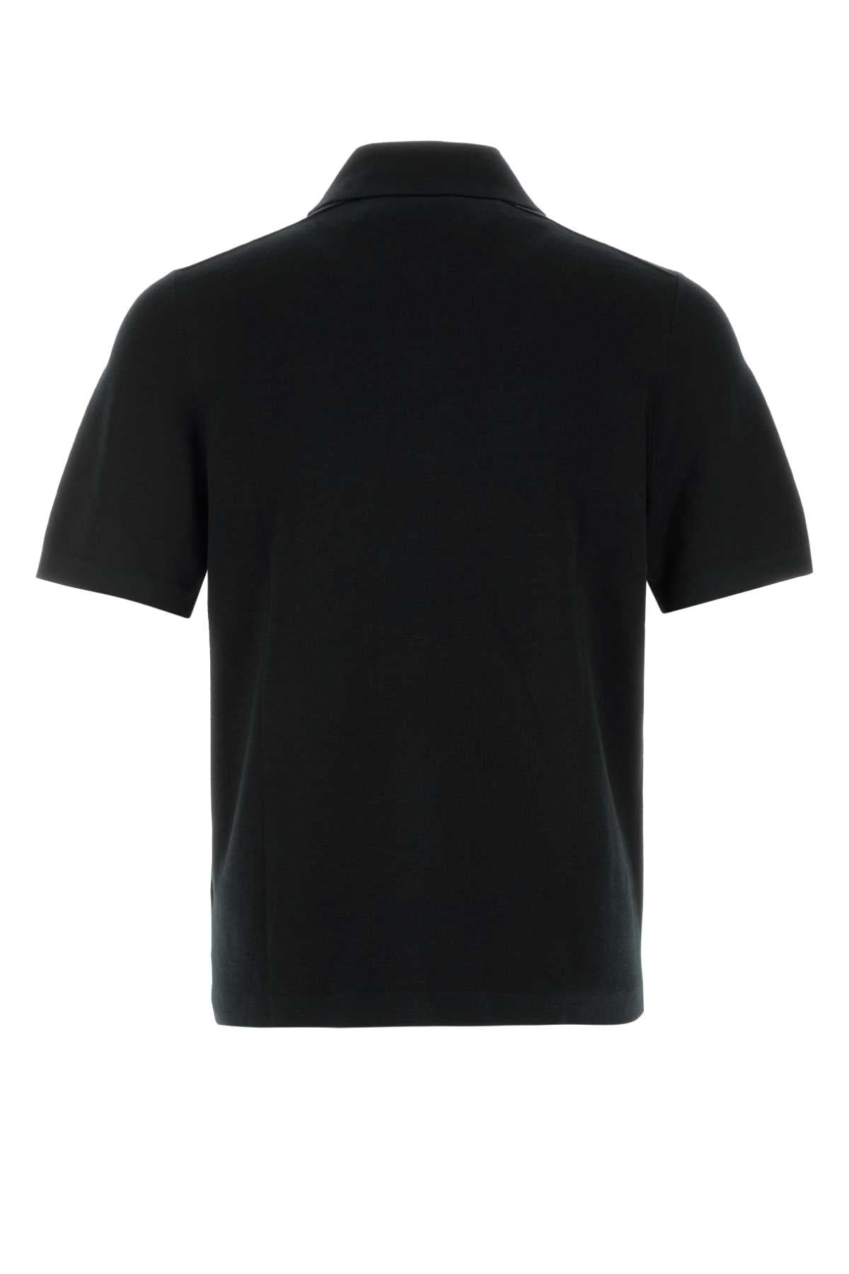 Burberry Men Black Wool Polo Shirt BURBERRY