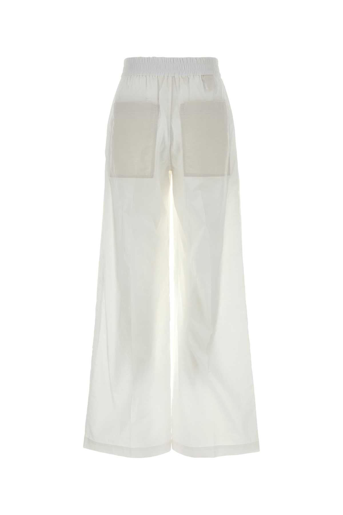 Brunello Cucinelli Women White Cotton Blend Wide-Leg Pant BRUNELLO CUCINELLI