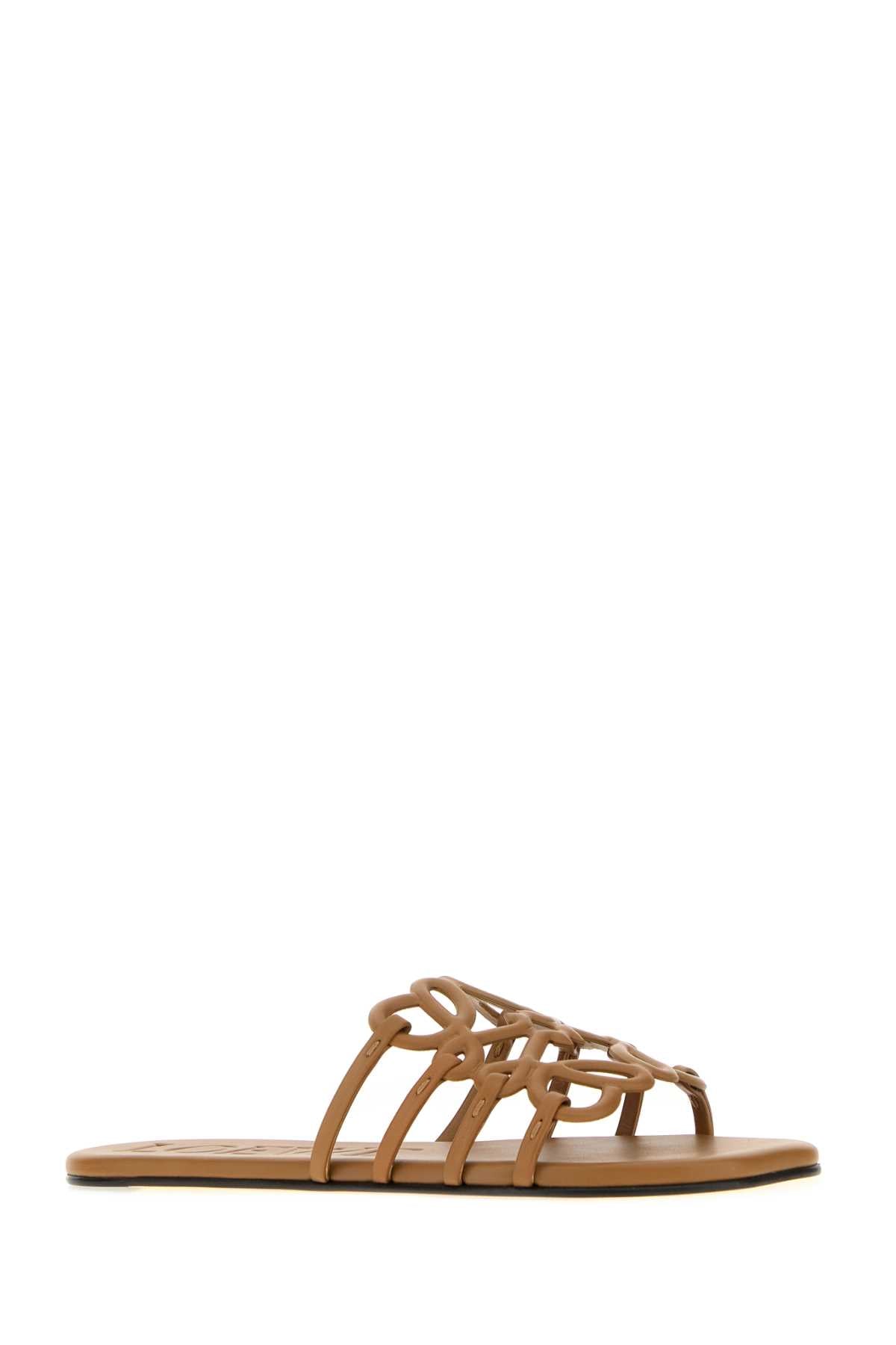 Loewe Paula's Ibiza Women Camel Leather Paula S Ibiza Anagram Petal Slippers LOEWE