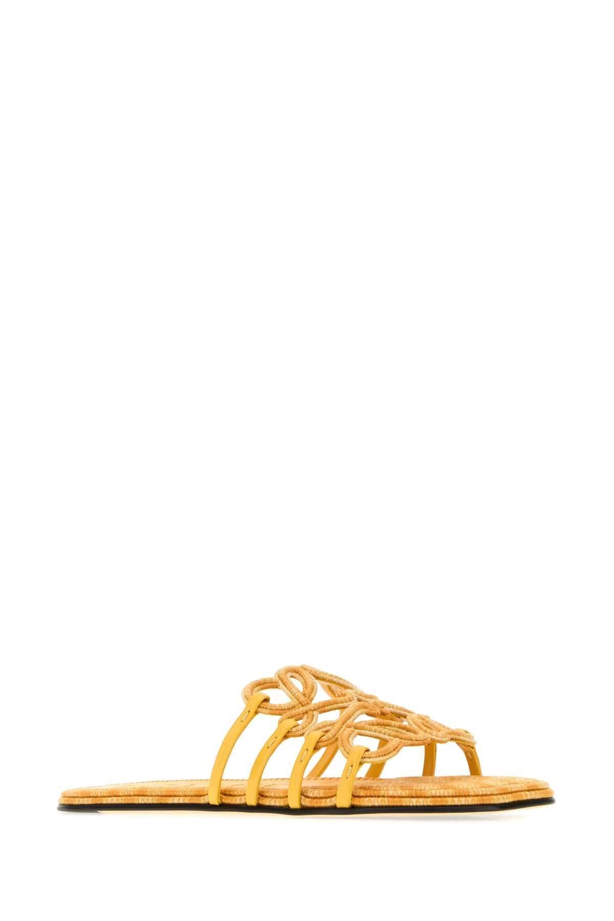 Loewe Paula's Ibiza Women Pastel Orange Canvas Paula S Ibiza Petal Anagram Slippers LOEWE