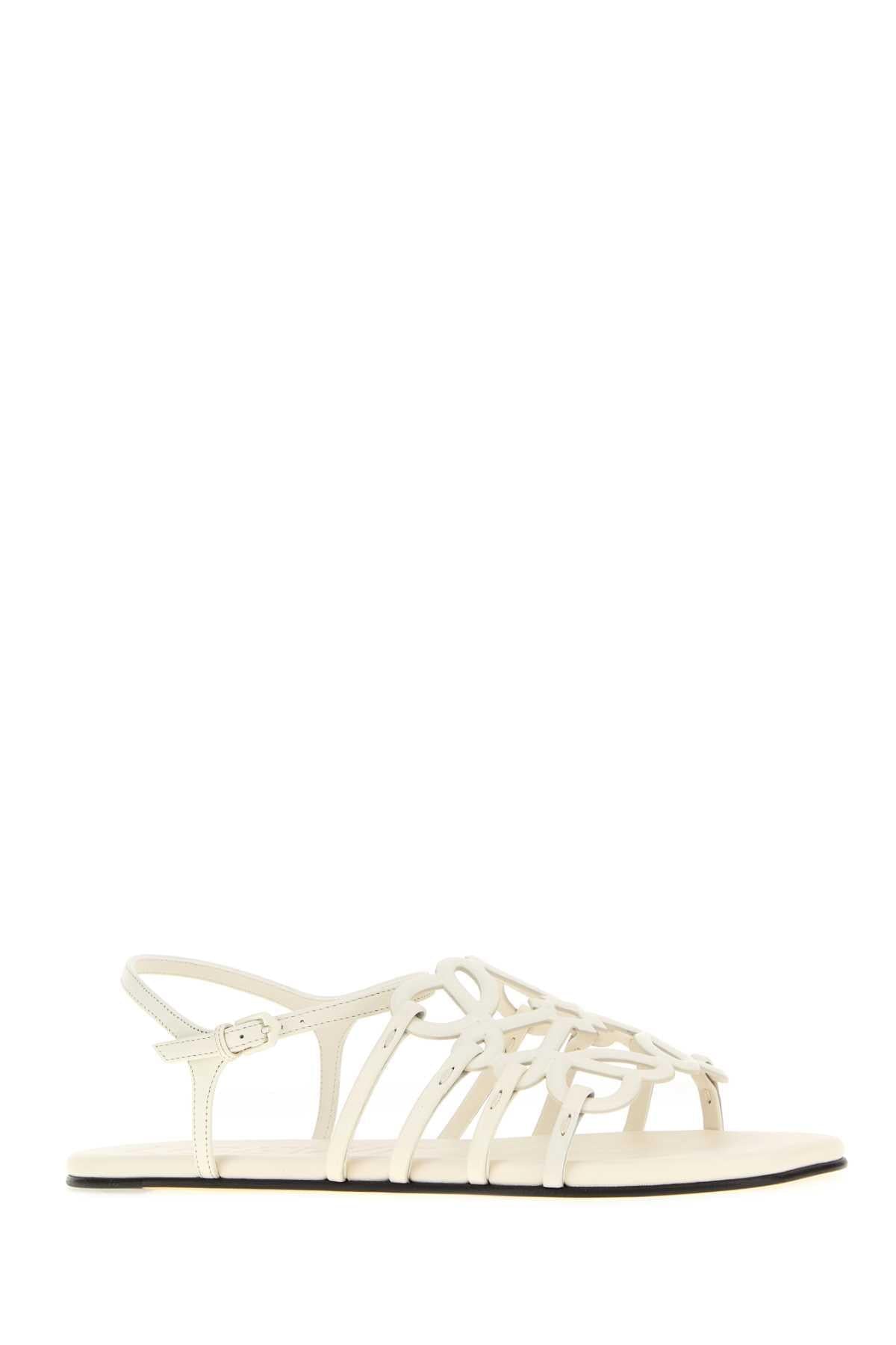 Loewe Paula's Ibiza Women White Leather Paula S Ibiza Petal Anagram Sandals LOEWE