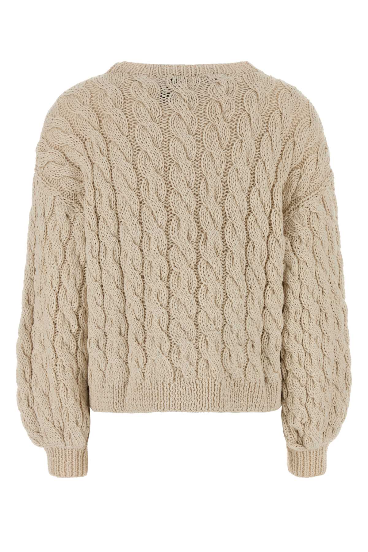 Loewe Paula's Ibiza Women Sand Cotton Blend Oversize Sweater LOEWE