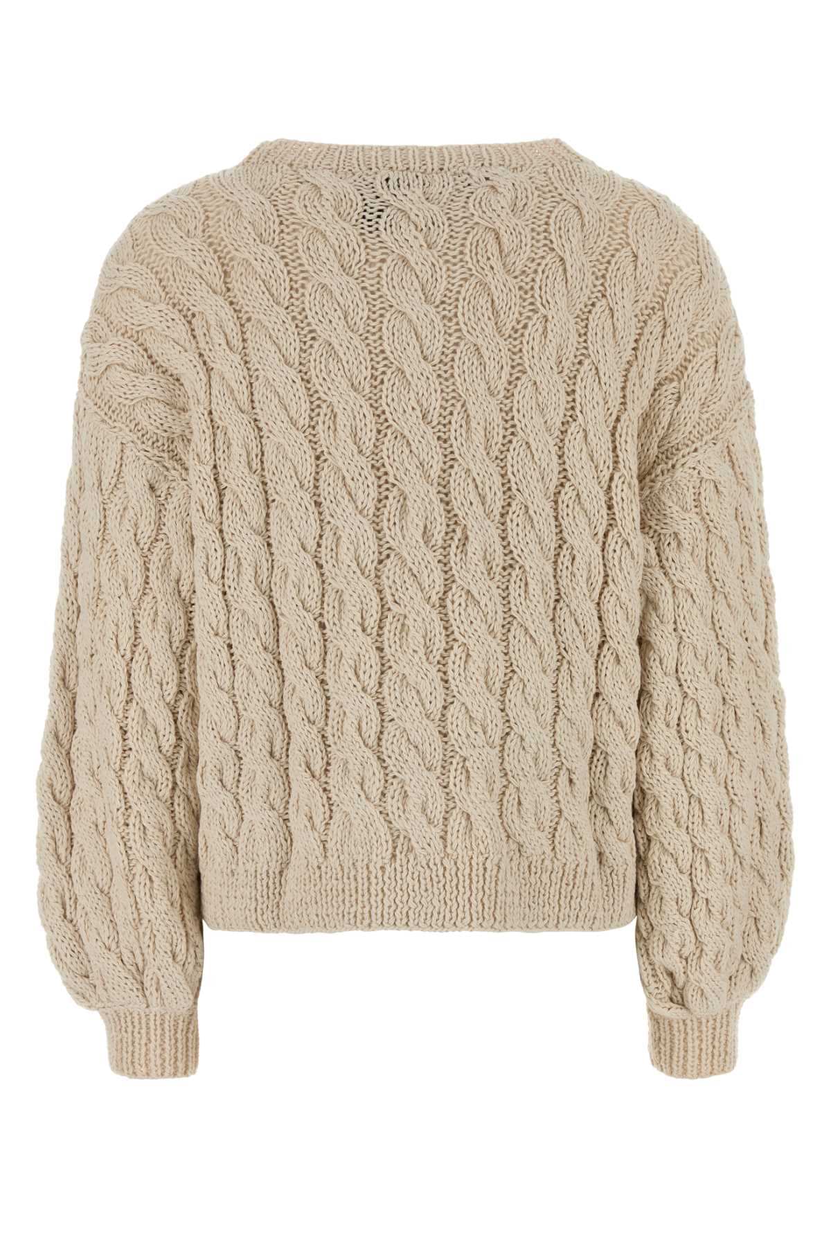 Loewe Paula's Ibiza Women Sand Cotton Blend Oversize Sweater LOEWE