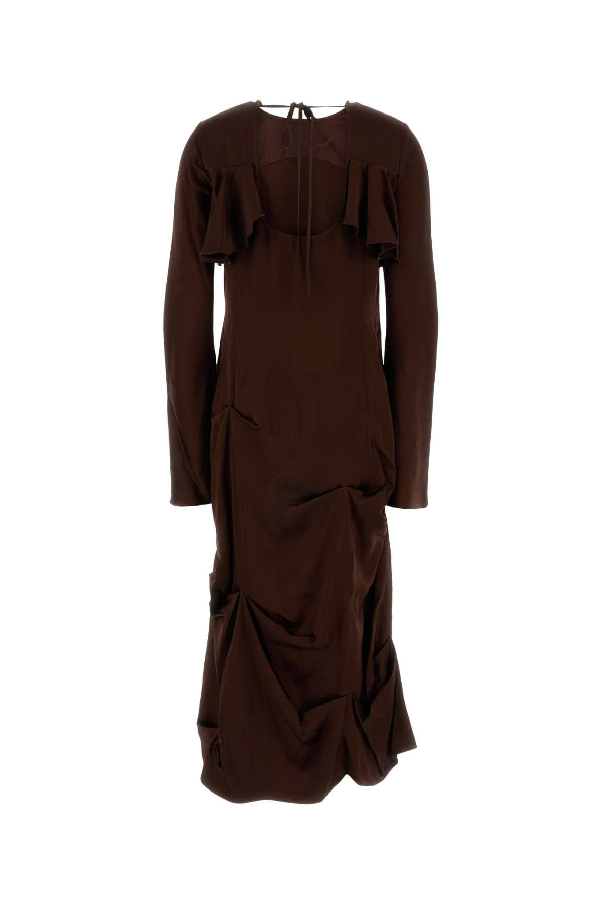 Ganni Women Chocolate Satin Dress GANNI