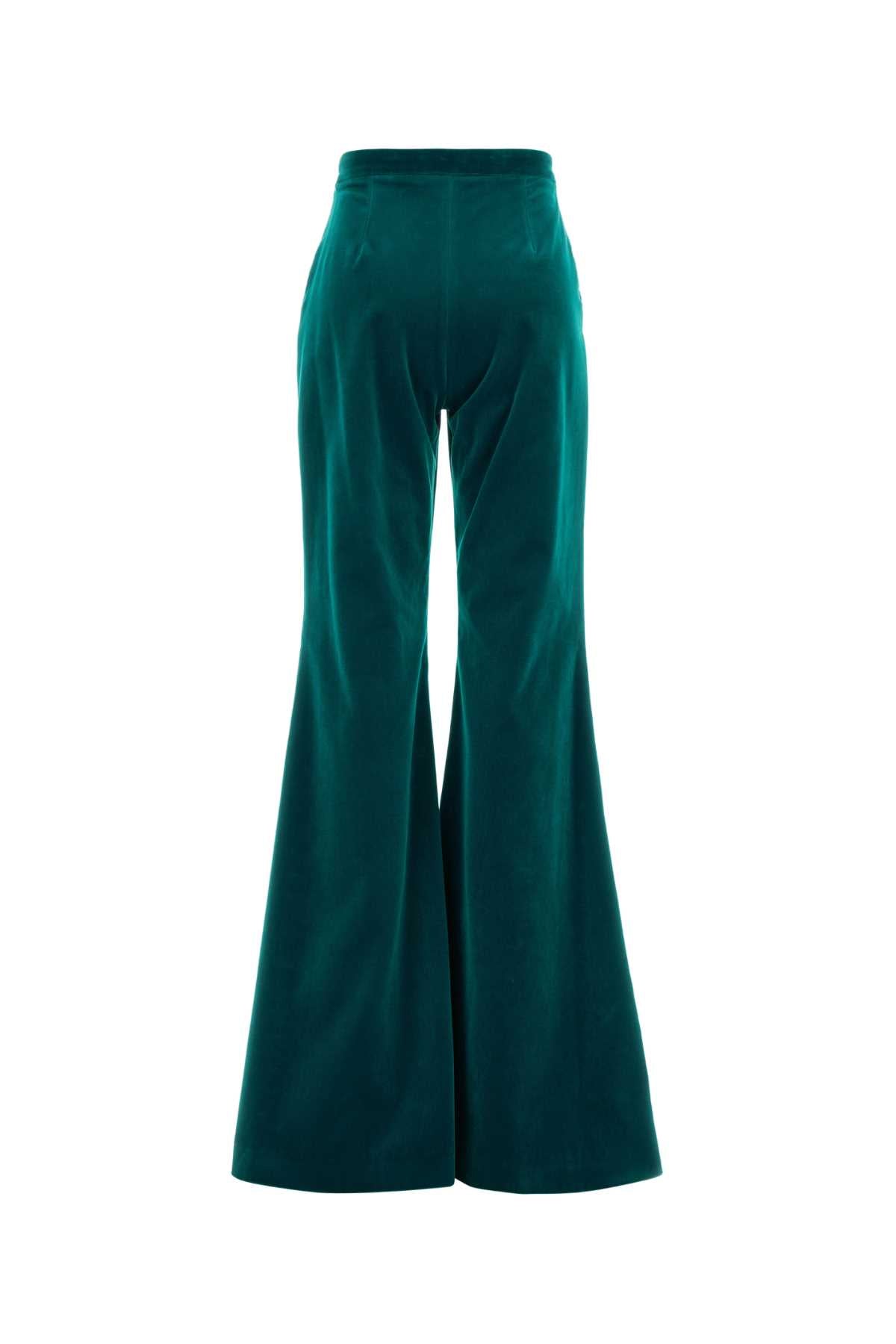 Costarellos Women Teal Green Velvet Pant COSTARELLOS