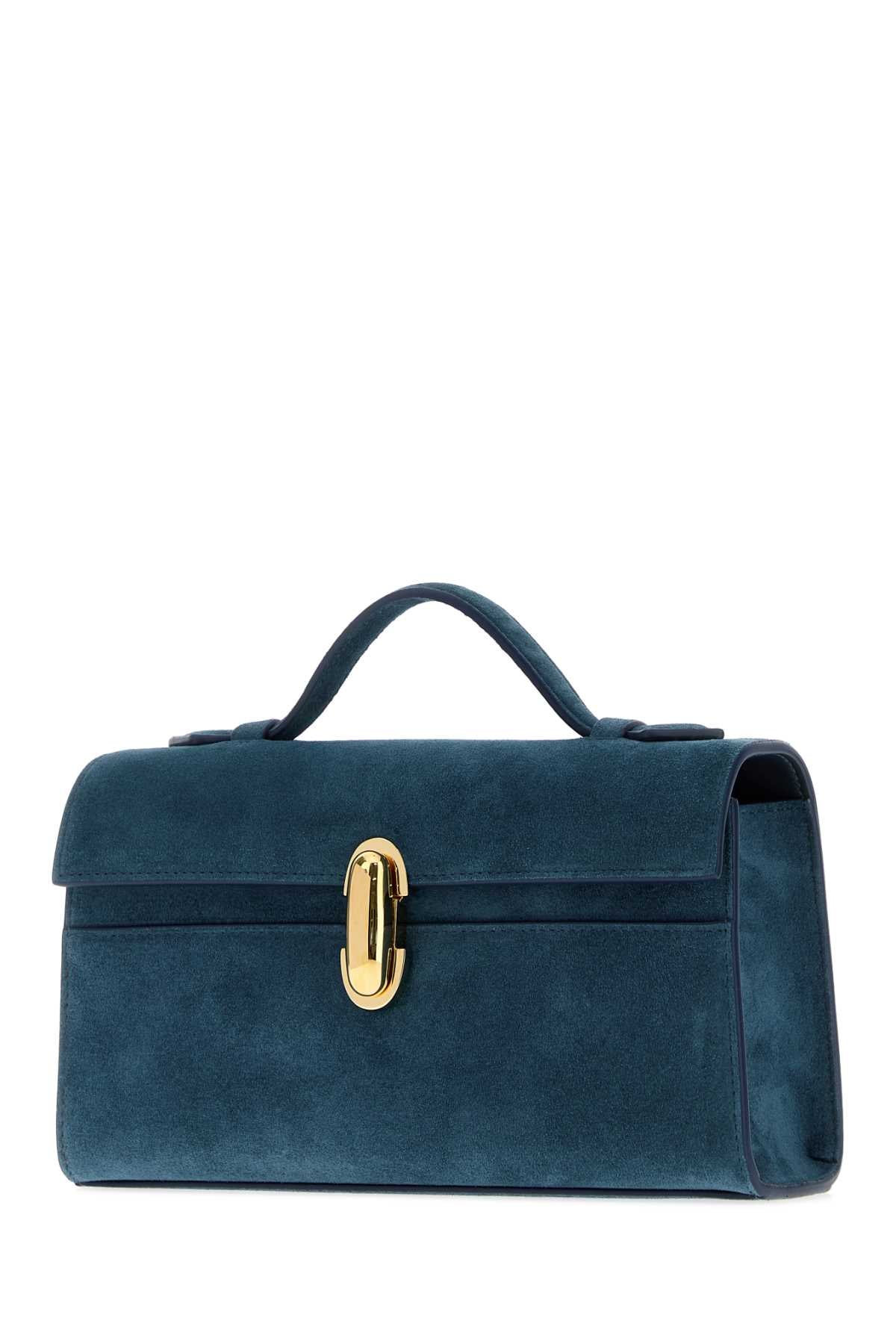 Savette Women Cerulean Blue Suede Symmetry Handbag SAVETTE
