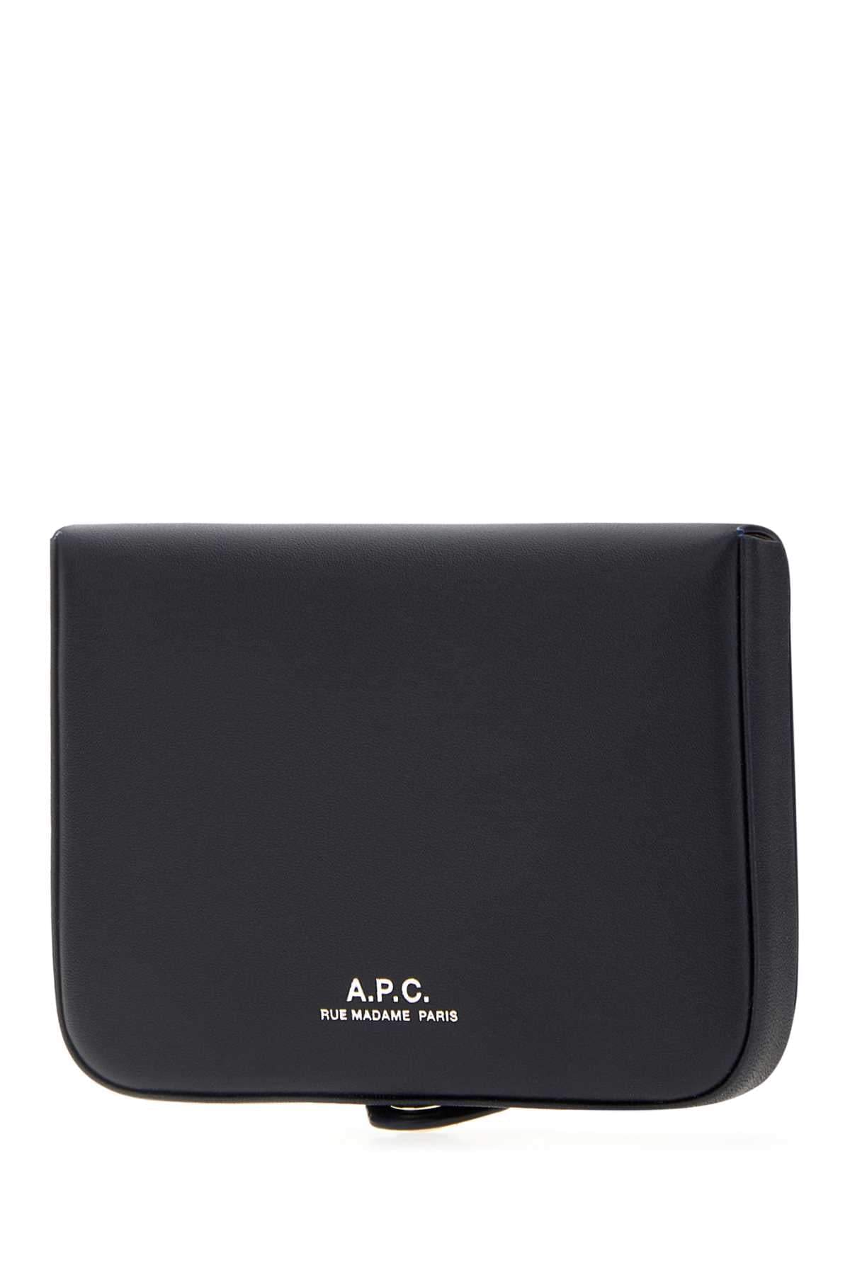A.P.C. Men Navy Blue Leather Card Holder A.P.C.