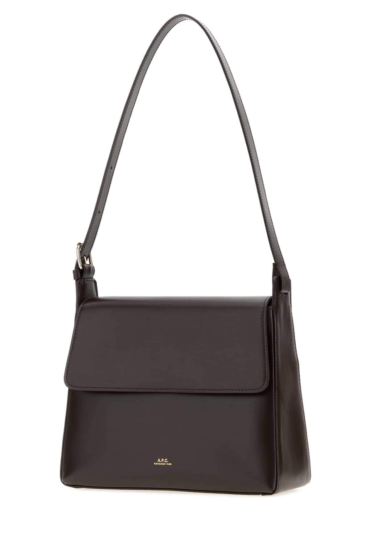 A.P.C. Women Dark Brown Leather Virginie Shoulder Bag A.P.C.