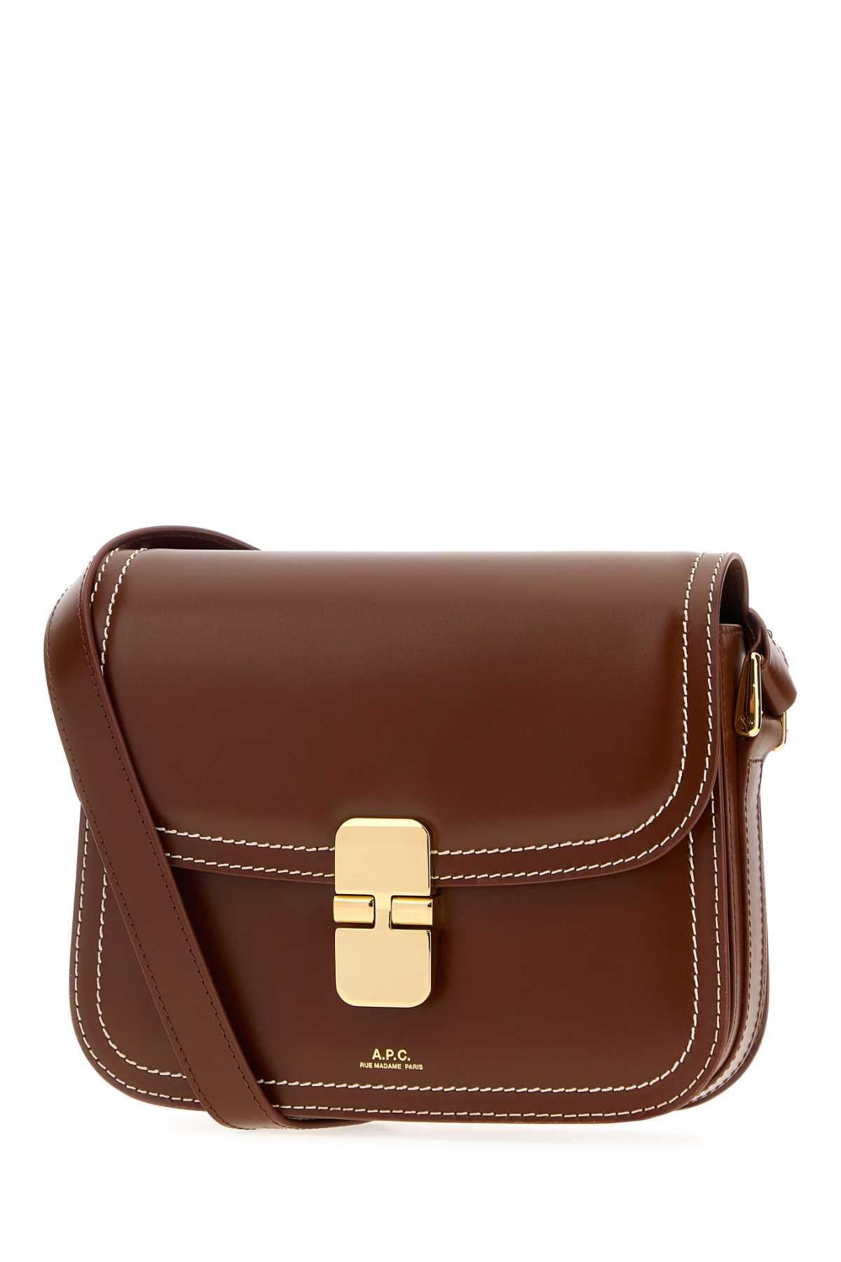 A.P.C. Women Chocolate Leather Small Grace Crossbody Bag A.P.C.