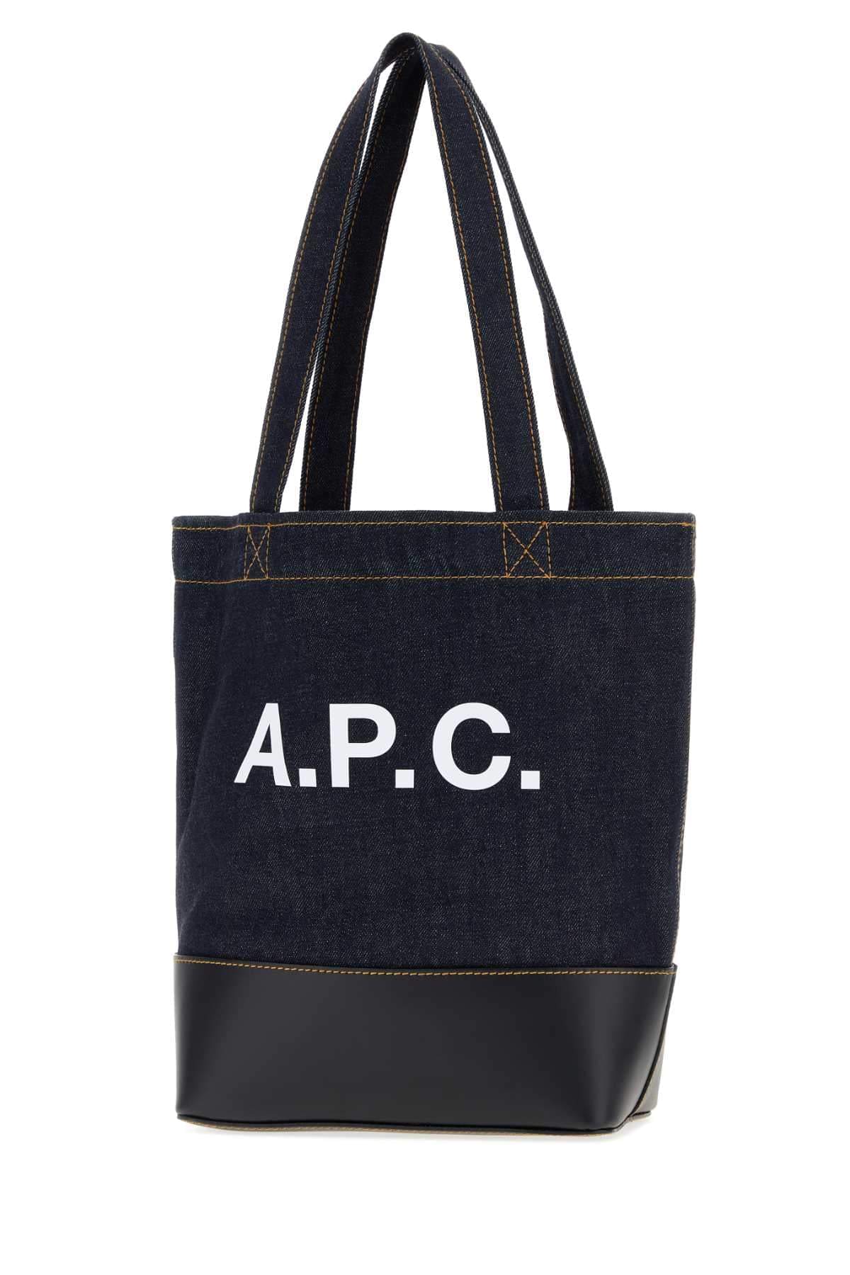 A.P.C. Unisex Dark Blue Denim And Leather Axelle Shopping Bag A.P.C.