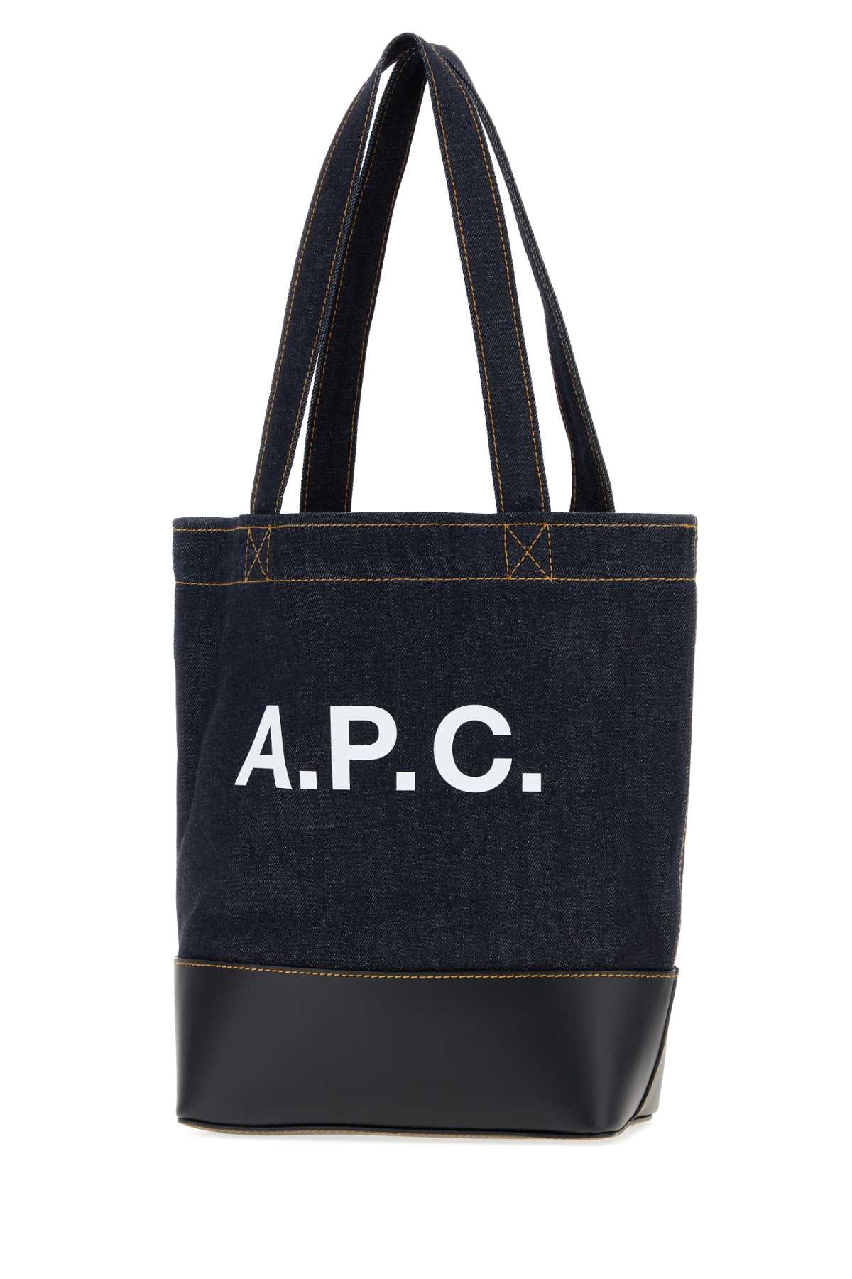 A.P.C. Unisex Dark Blue Denim And Leather Axelle Shopping Bag A.P.C.