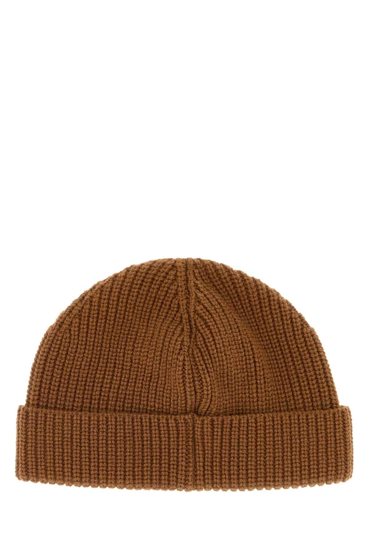Valentino Garavani Men Brown Cashmere Beanie Hat VALENTINO GARAVANI