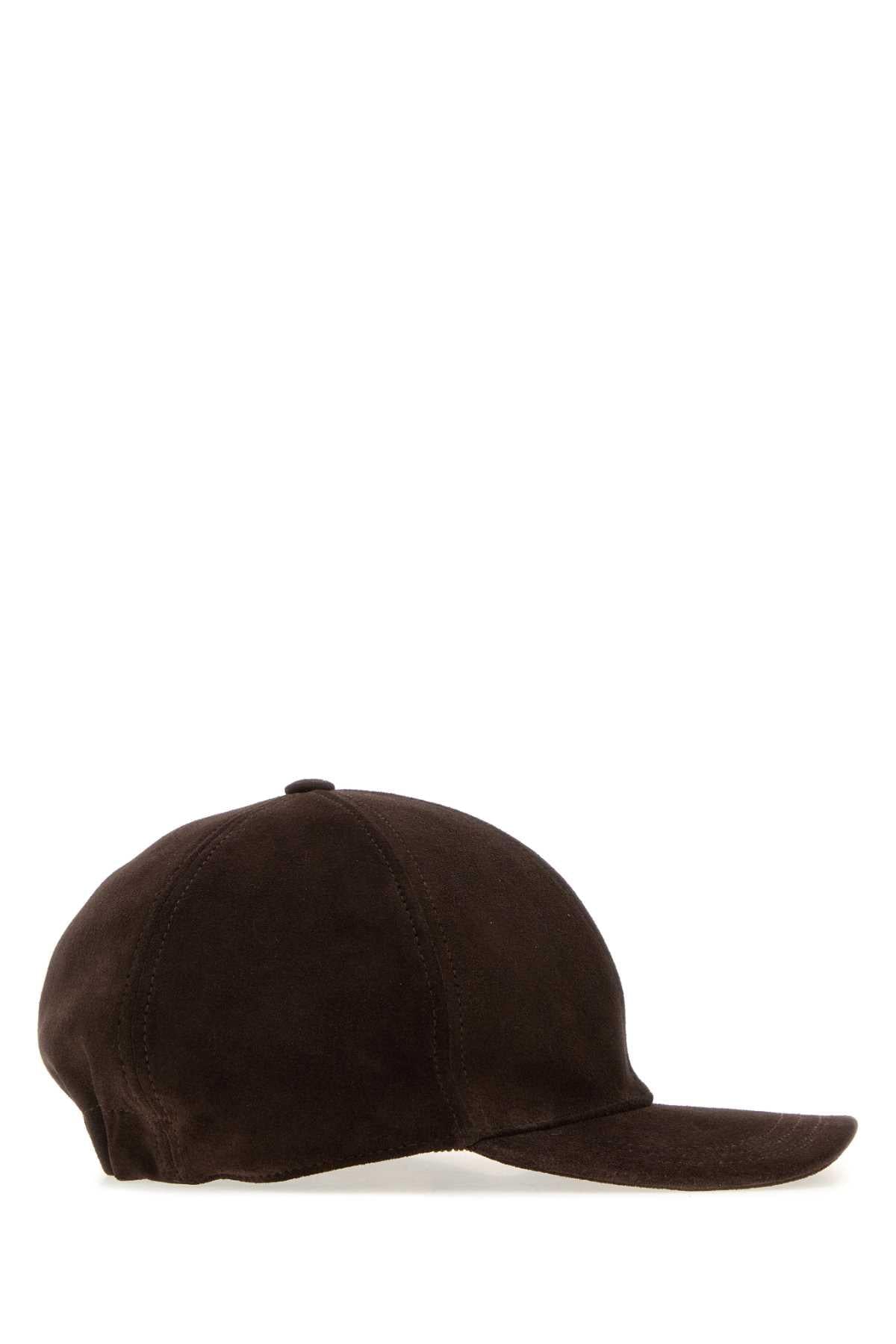 Valentino Garavani Men Brown Suede Baseball Cap VALENTINO GARAVANI