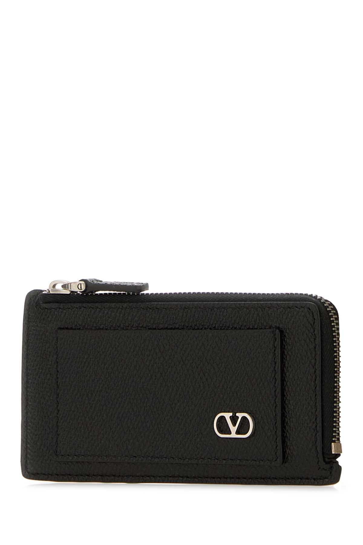 Valentino Garavani Men Black Leather Card Holder VALENTINO GARAVANI