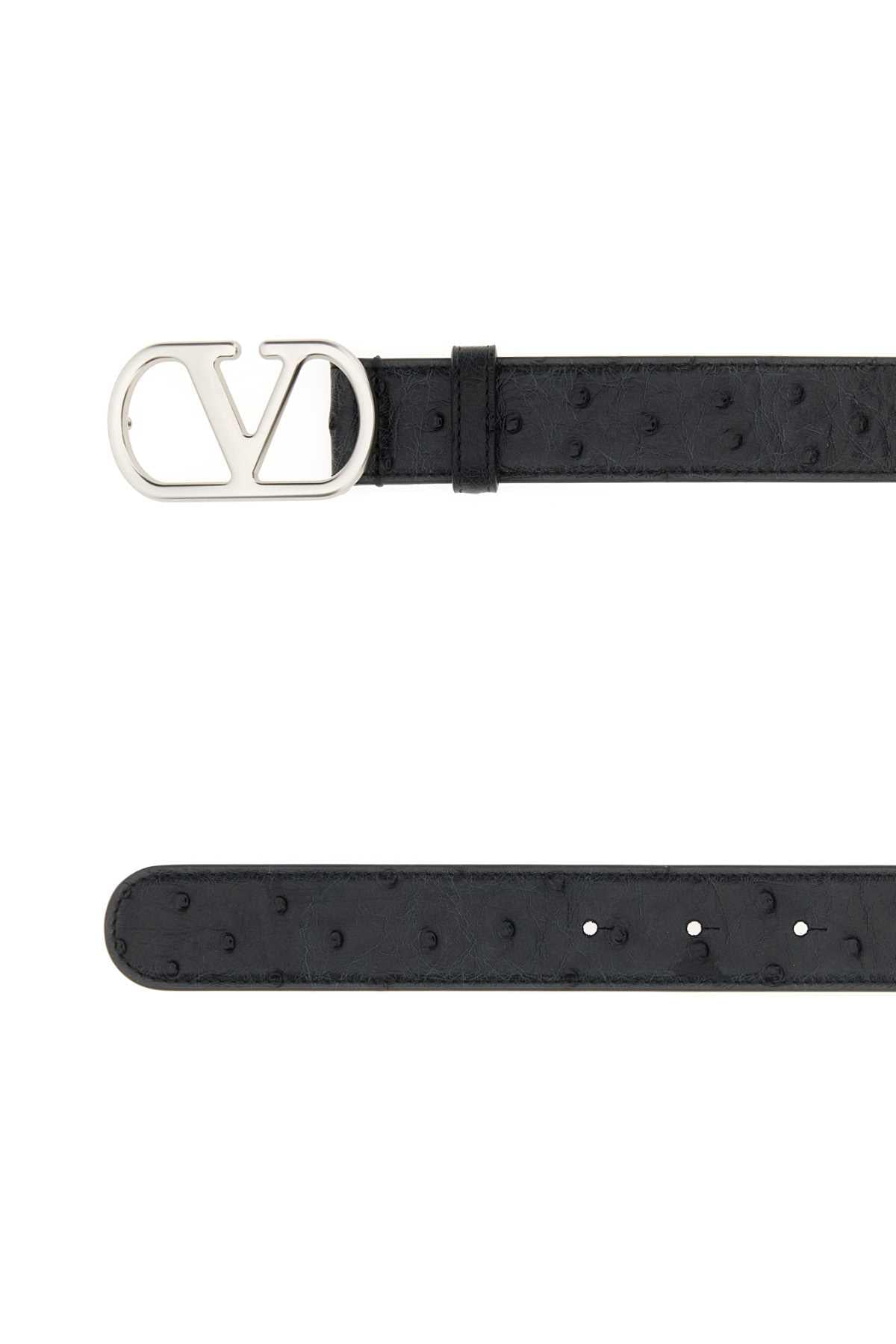 Valentino Garavani Men Black Leather Vlogo Signature Belt VALENTINO GARAVANI
