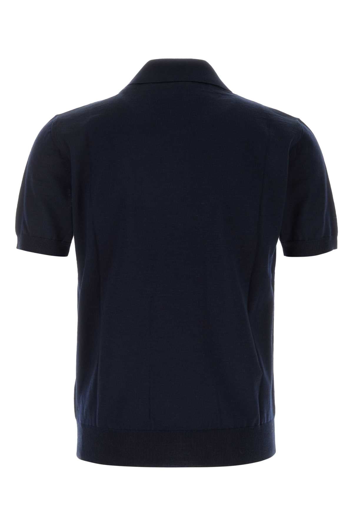 Valentino Garavani Men Midnight Blue Wool Polo Shirt VALENTINO GARAVANI
