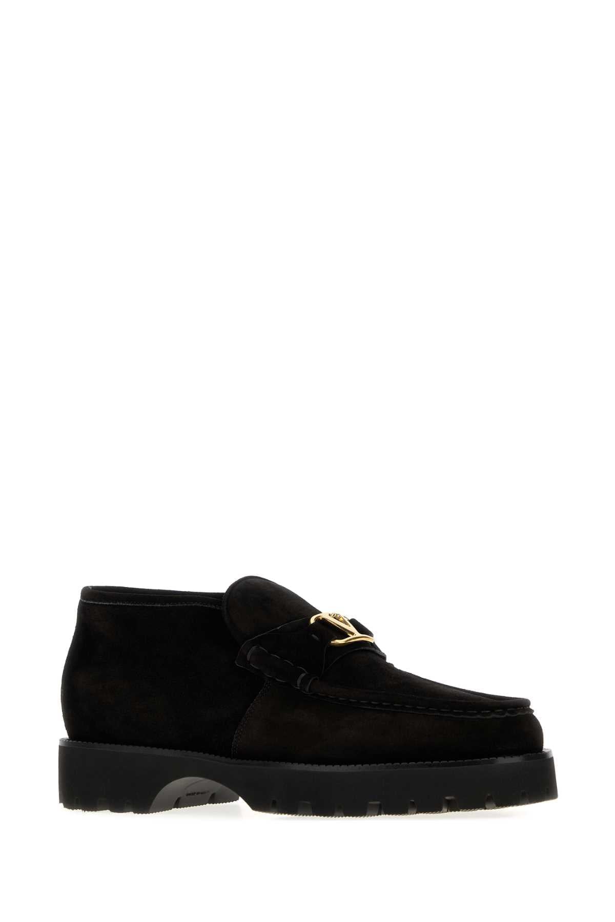 Valentino Garavani Men Black Suede Vlogo Signature Loafers VALENTINO GARAVANI