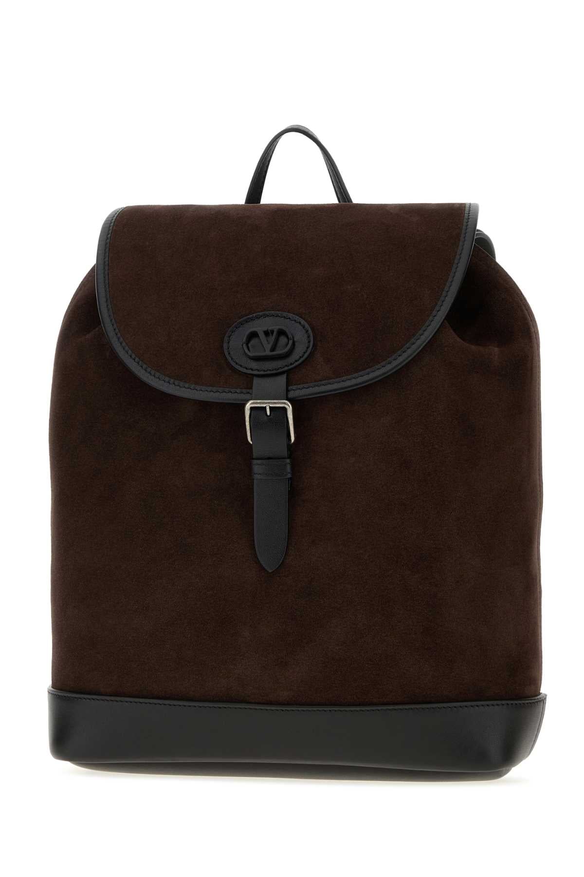 Valentino Garavani Men Dark Brown Suede Vlogo Signature Backpack VALENTINO GARAVANI