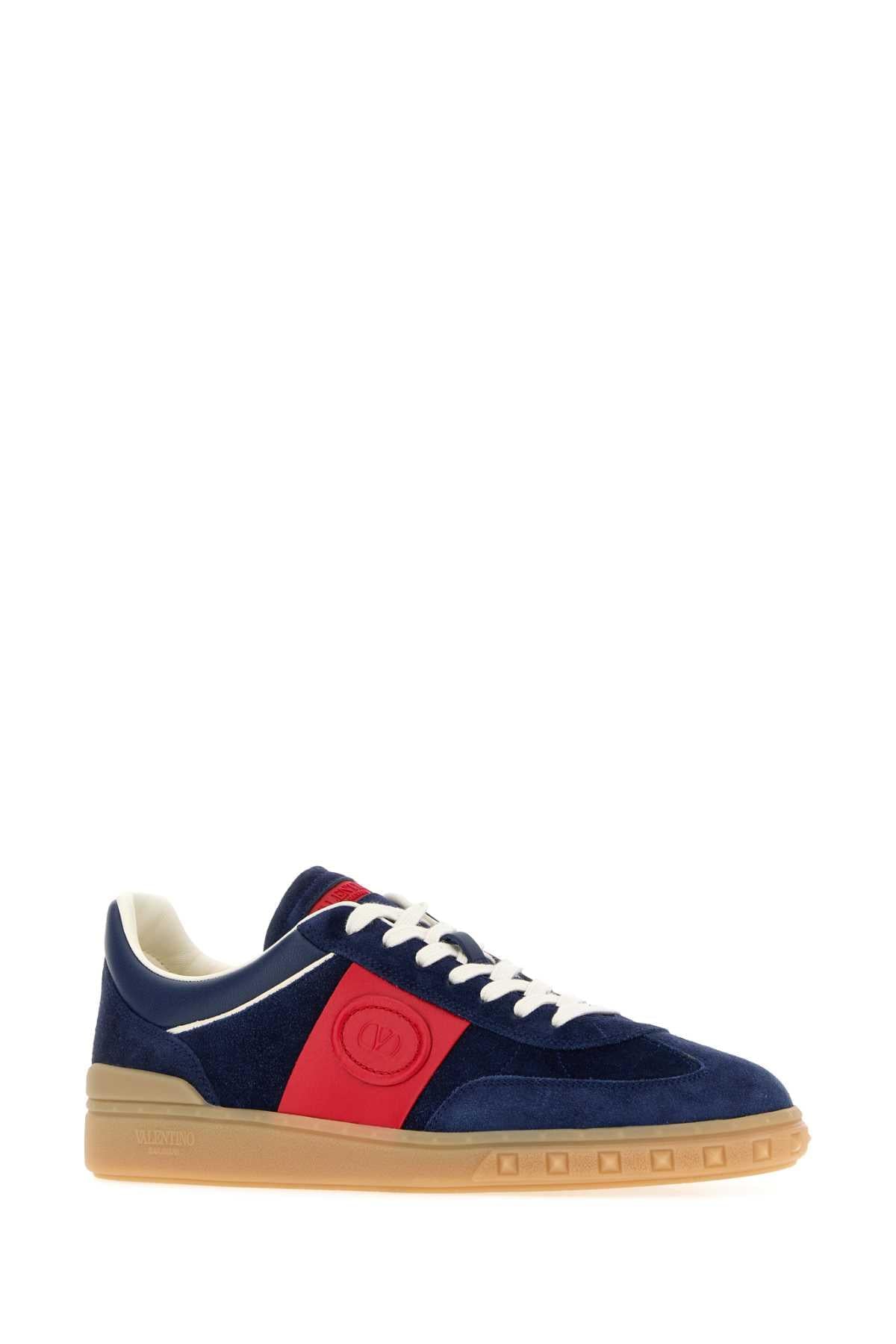 Valentino Garavani Men Navy Blue Suede Upvillage Sneakersâ VALENTINO GARAVANI