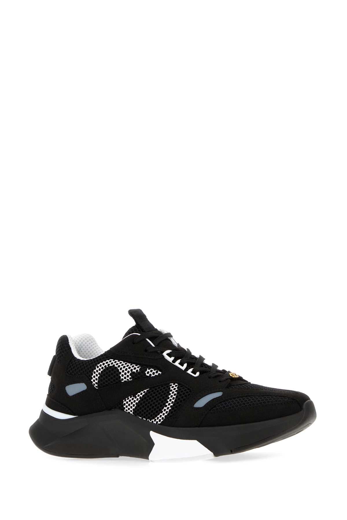 Valentino Garavani Men Black Suede And Mesh Demivee Sneakers VALENTINO GARAVANI