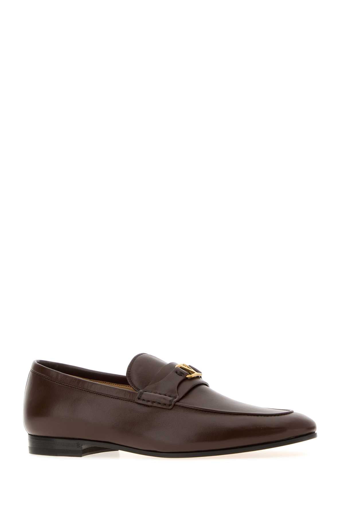Valentino Garavani Men Brown Leather Vlogo Signature Loafers VALENTINO GARAVANI