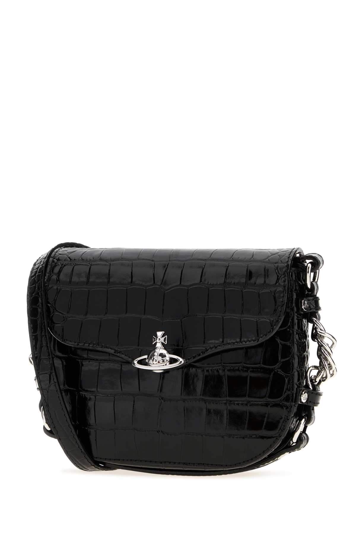 Vivienne Westwood Women Black Leather Hunter Shoulder Bag VIVIENNE WESTWOOD