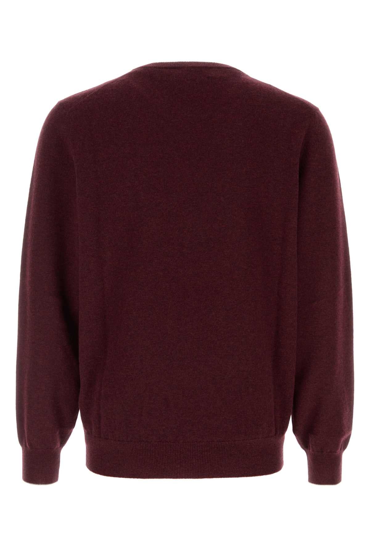 Brunello Cucinelli Men Melange Burgundy Cashmere Sweater BRUNELLO CUCINELLI