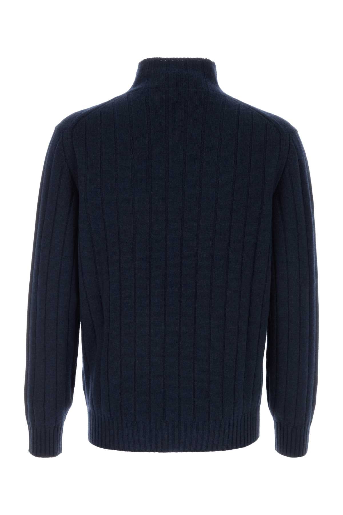 Brunello Cucinelli Men Midnight Blue Cashmere Sweater BRUNELLO CUCINELLI